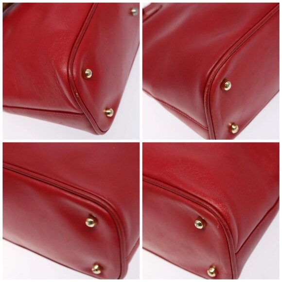 GUCCI Bamboo Hand Bag Leather 2way Red Gold Auth gh613 - Picture 15 of 16